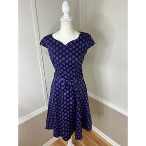 Dress Tells Purple Polka Dot Retro Swing Dress Black Rockabilly Sweetheart L